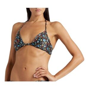 Ganni Floral-print triangle bikini top NWT